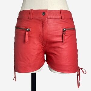 Carina Duek Brazilian Red leather lace up shorts low rise festival western 2